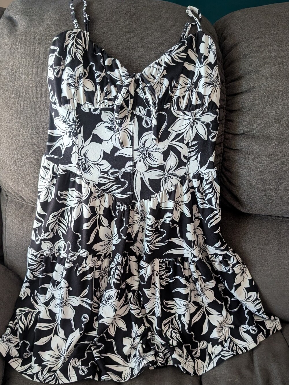 No Boundaries Black and White Floral Mini Dress